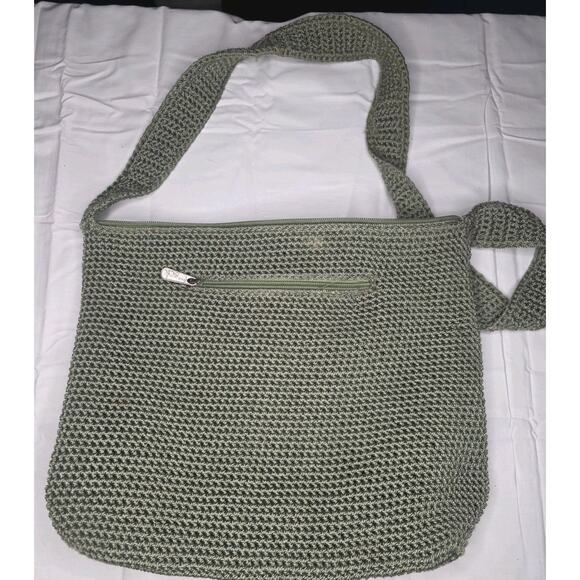 The Sak Crossbody Crochet Knit Shoulder Bag /Crossbody Purse Zip Closure Green - Picture 6 of 6